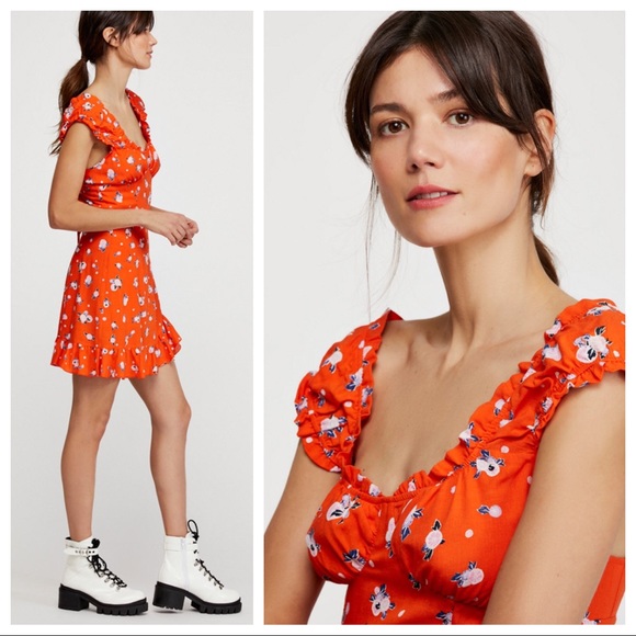 FREE PEOPLE BOHO V-NECK TIE BACK MINI DRESS A2C - Picture 14 of 16